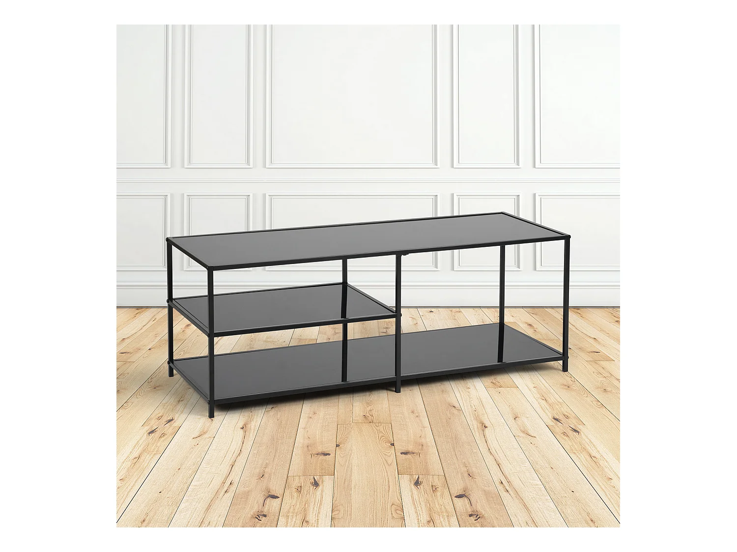 Table basse à 6 pieds avec rangement dessus en verre Style scandinave
