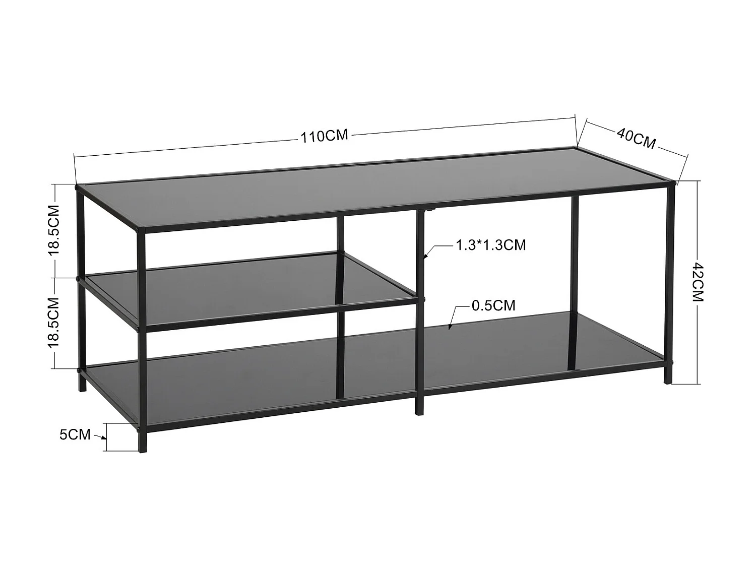 Table basse à 6 pieds avec rangement dessus en verre Style scandinave