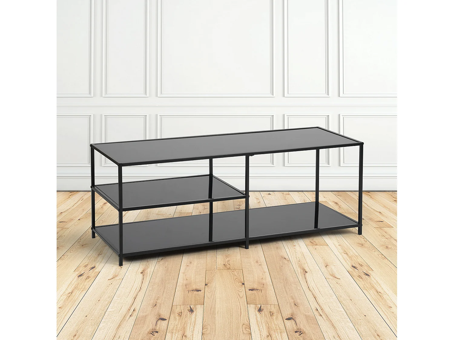 Table basse à 6 pieds avec rangement dessus en verre Style scandinave