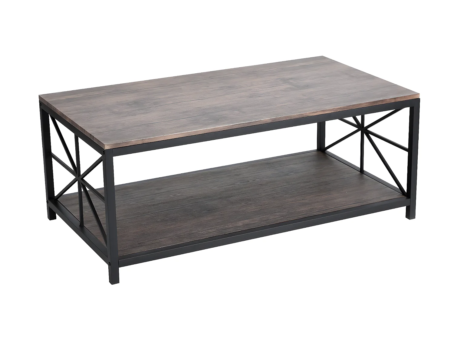 Table basse à 4 pieds avec rangement Plateau en MDF Style industriel