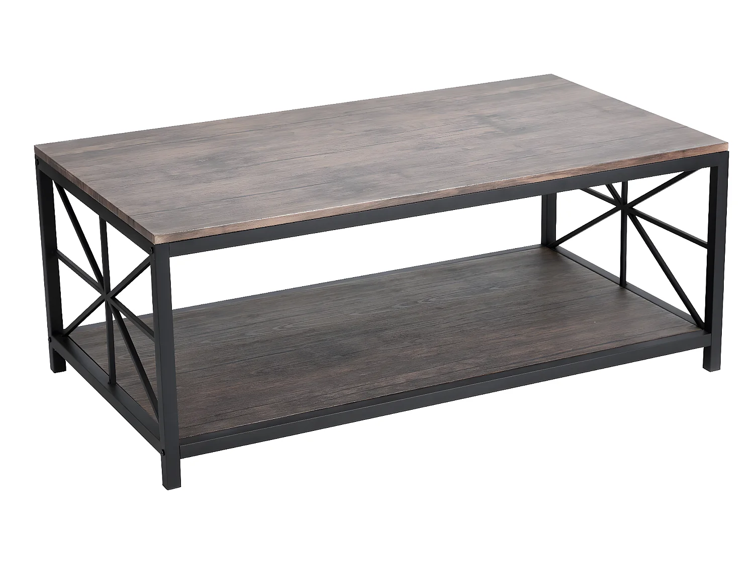 Table basse à 4 pieds avec rangement Plateau en MDF Style industriel