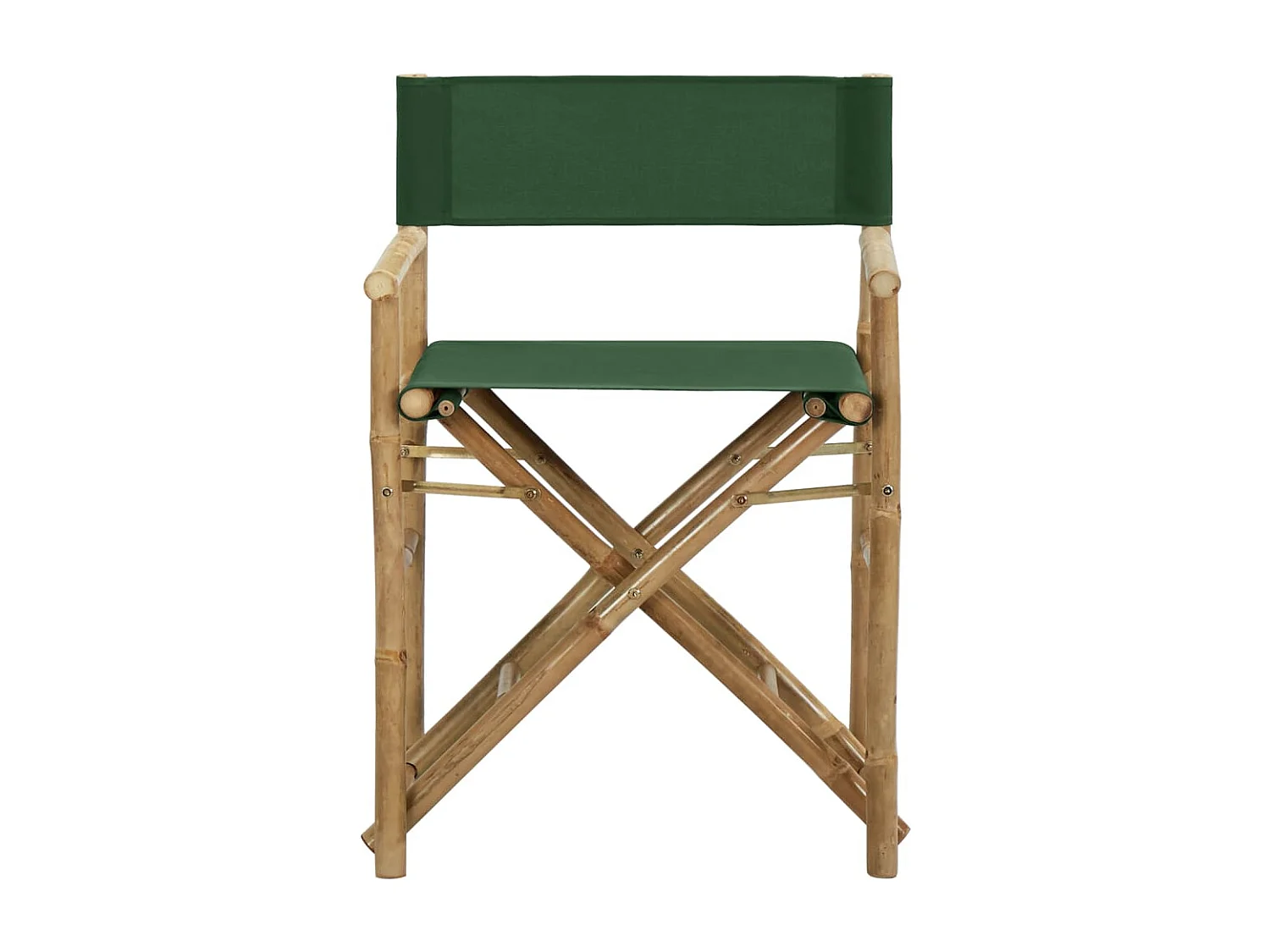 Juego de 2 sillas de director plegables de bambú verde y tela