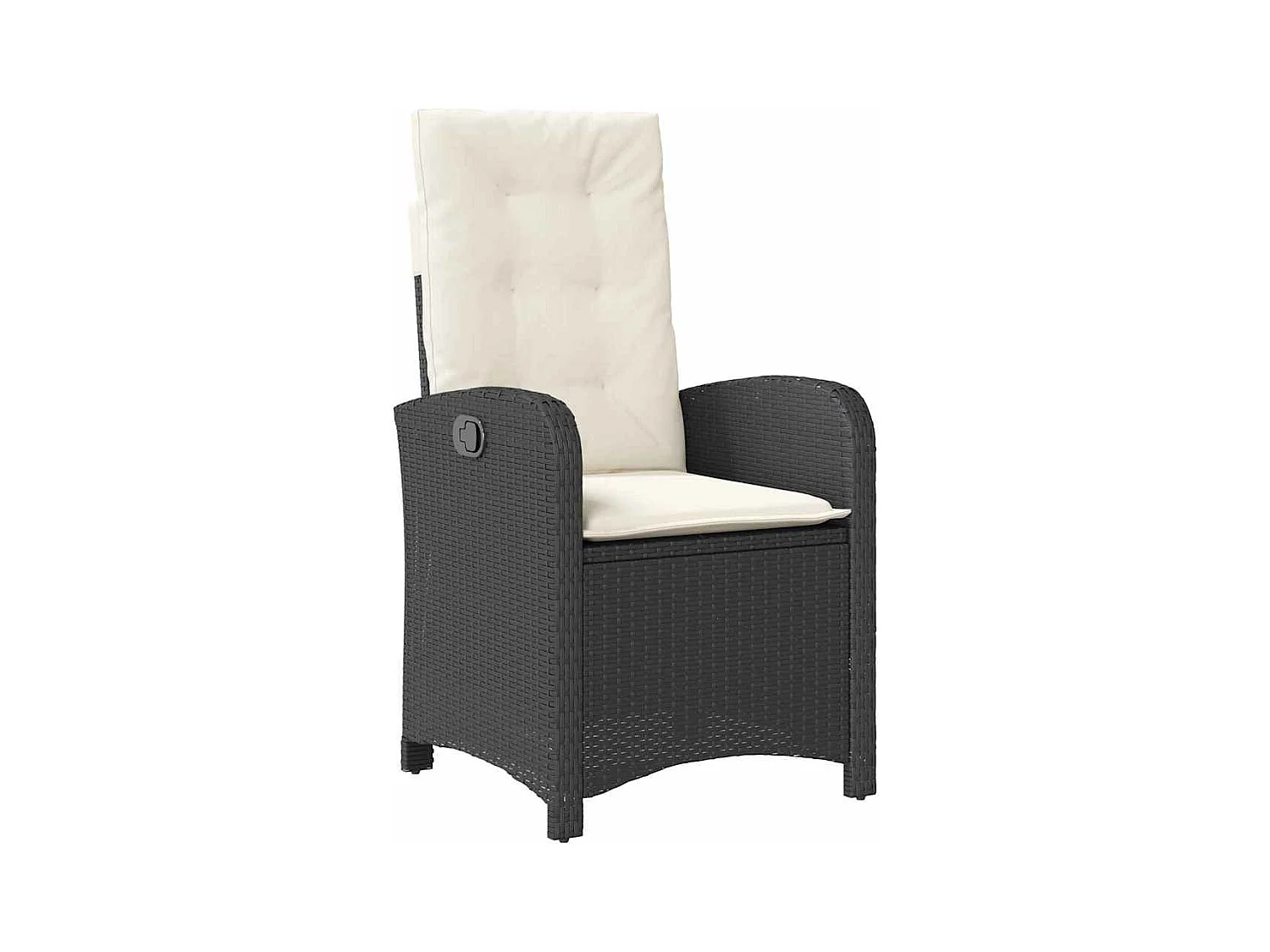 Set da pranzo da giardino 5 pezzi con cuscini in polyrattan nero