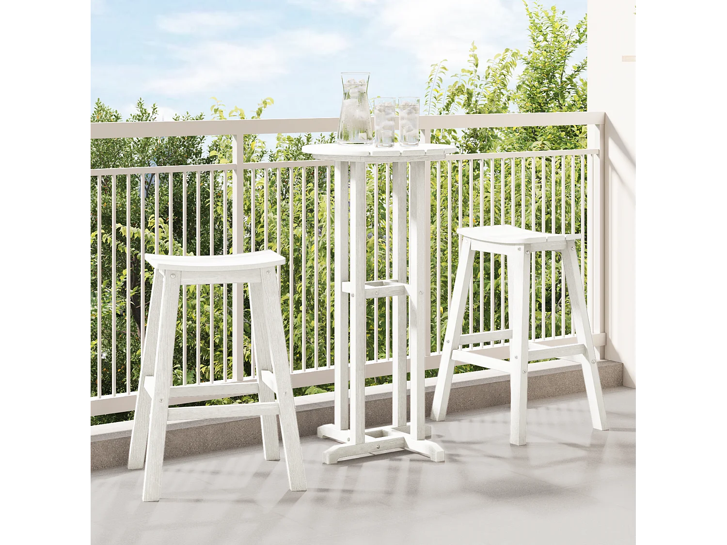 Tabourets de Bar 2 pcs Blanc HDPE