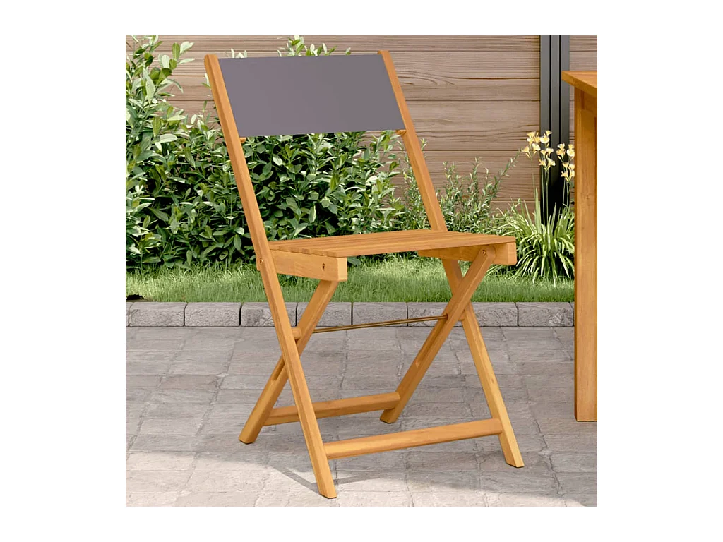 Set di 2 sedie da bistrot in antracite, legno massello di acacia e tessuto