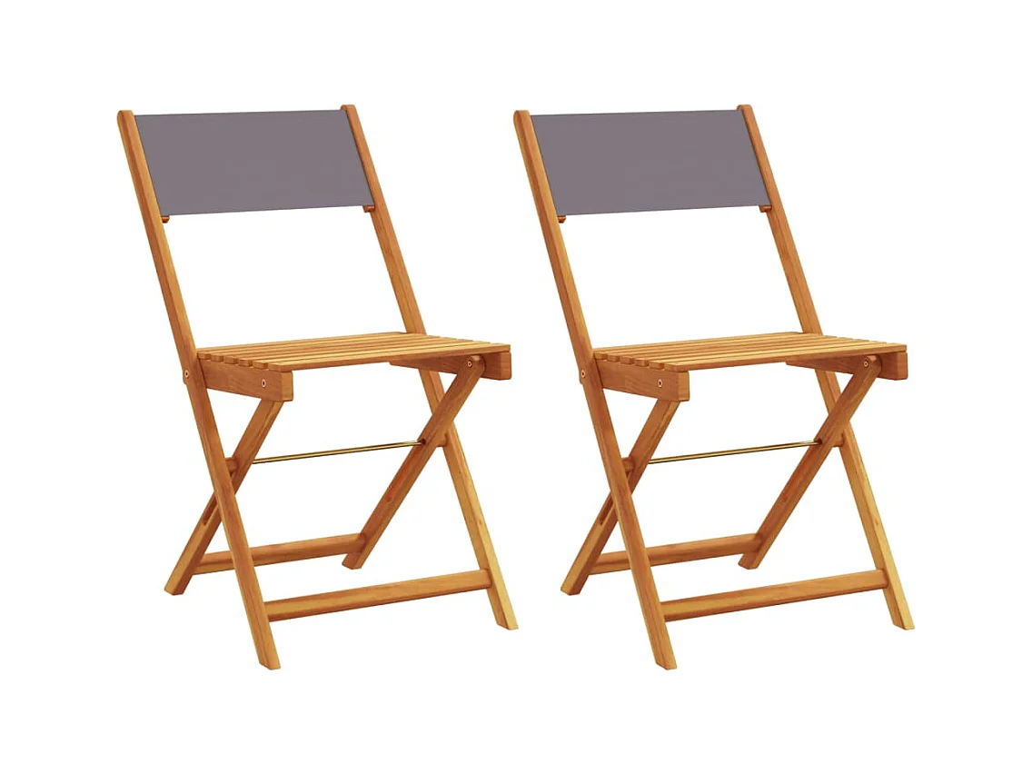 Set di 2 sedie da bistrot in antracite, legno massello di acacia e tessuto