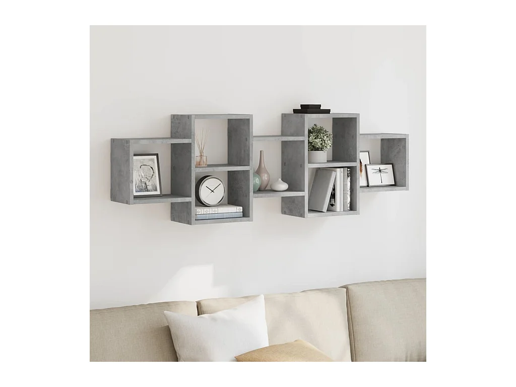 Estante de pared de hormigón gris 129x18x42 cm madera de ingeniería