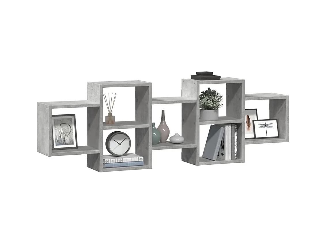 Estante de pared de hormigón gris 129x18x42 cm madera de ingeniería