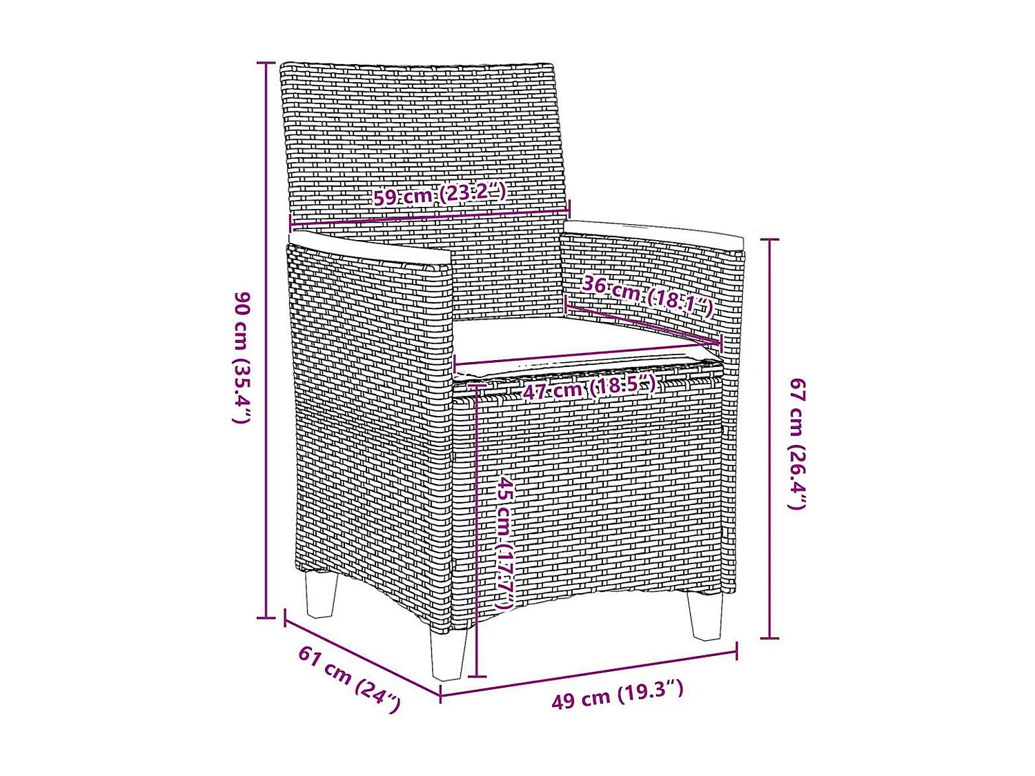 Ensemble de salle à manger de jardin 3 pièces avec coussins en rattan poly beige