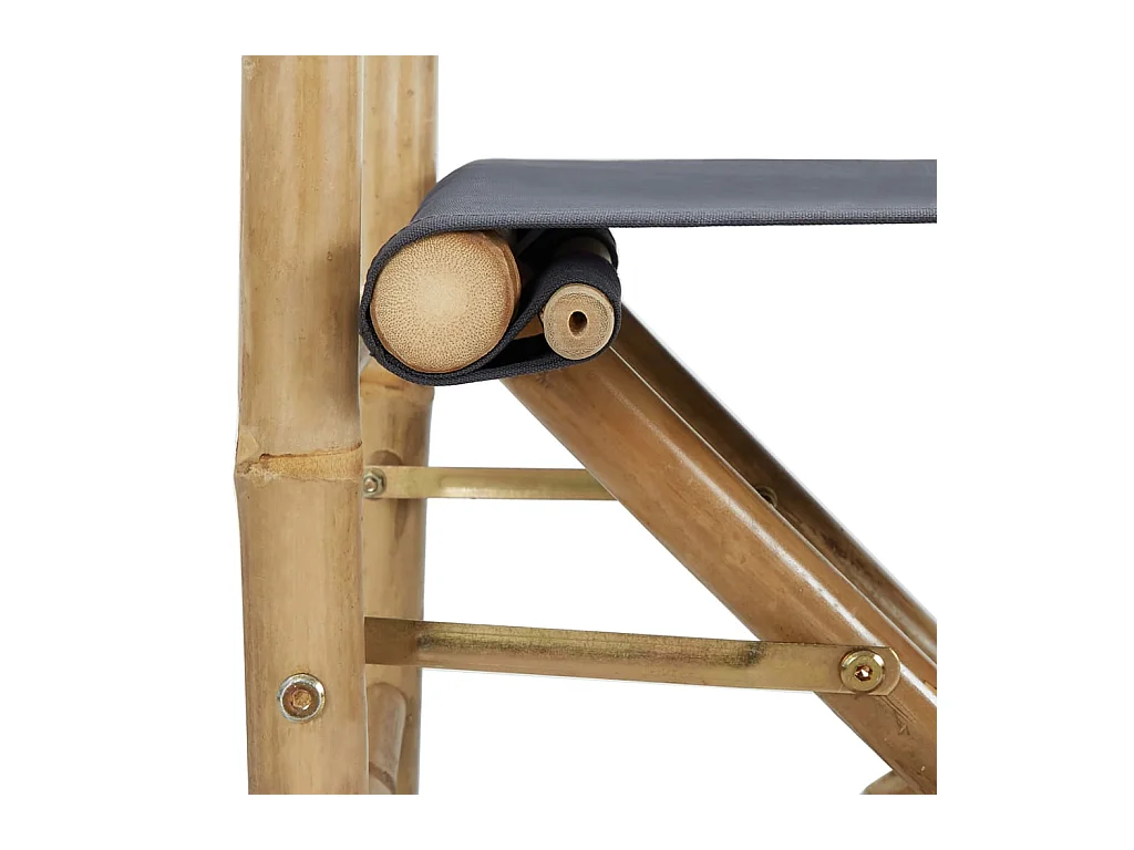 Set di 2 sedie da regista pieghevoli in tessuto di bambù grigio scuro