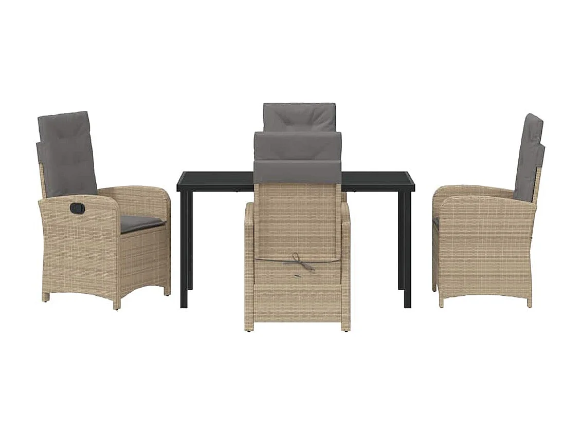 5-delige tuinset met kussens van beige synthetisch rotan