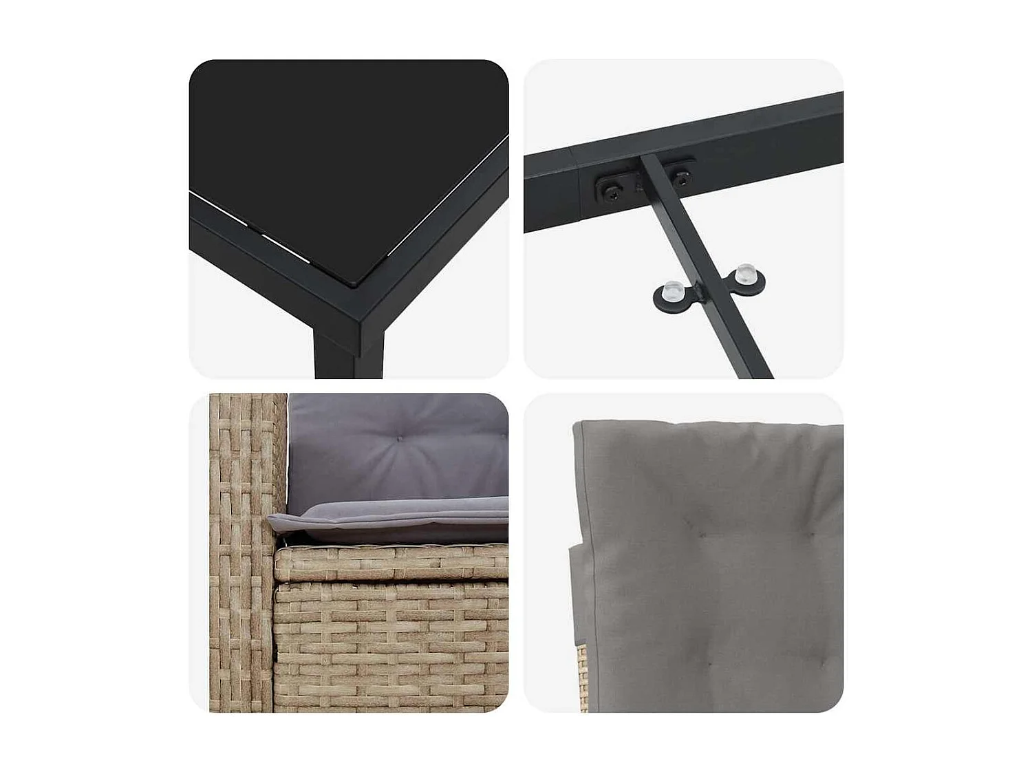 5-delige tuinset met kussens van beige synthetisch rotan