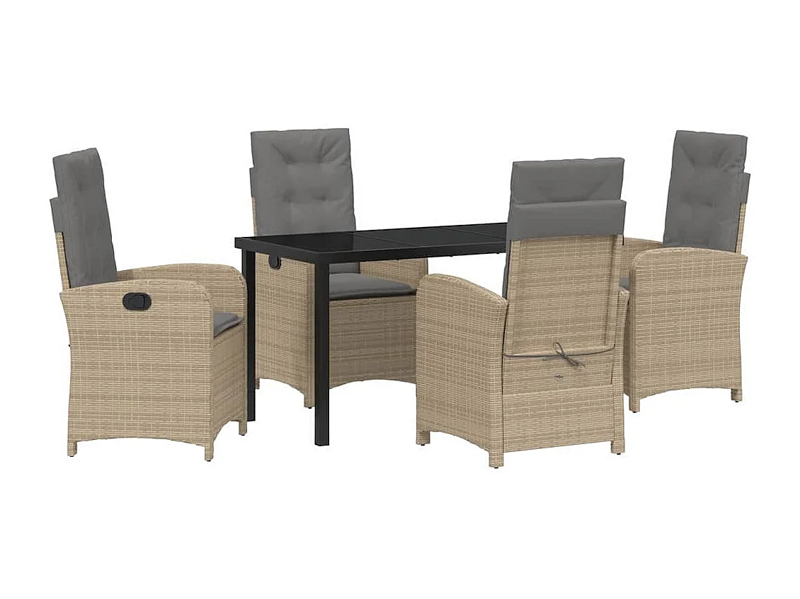 5-delige tuinset met kussens van beige synthetisch rotan