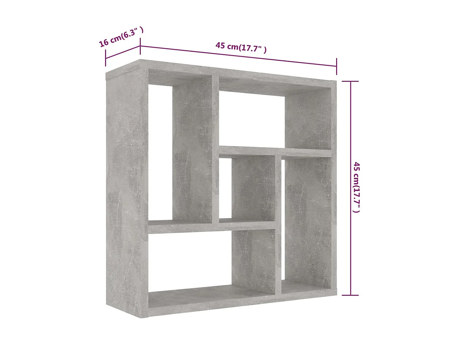 Étagère murale Gris béton 45,1x16x45,1 cm Bois d’ingénierie
