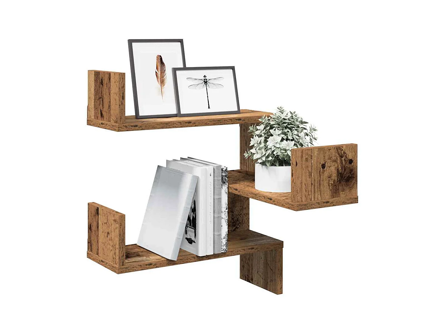 Étagères d'angle murales 2 pcs vieux bois 40x40x49,5 cm