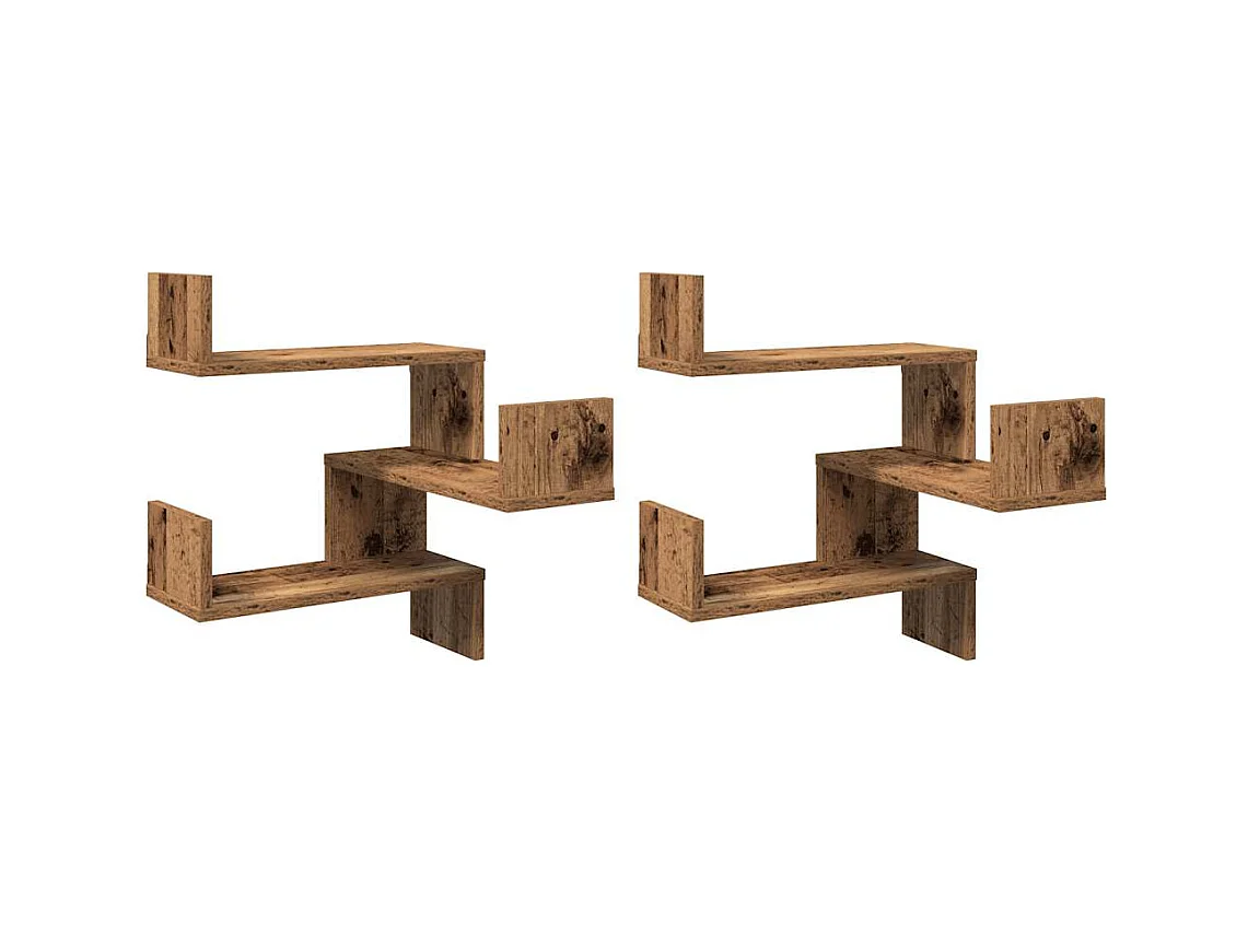 Étagères d'angle murales 2 pcs vieux bois 40x40x49,5 cm
