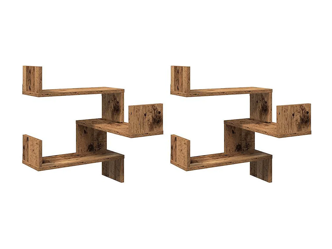 Étagères d'angle murales 2 pcs vieux bois 40x40x49,5 cm
