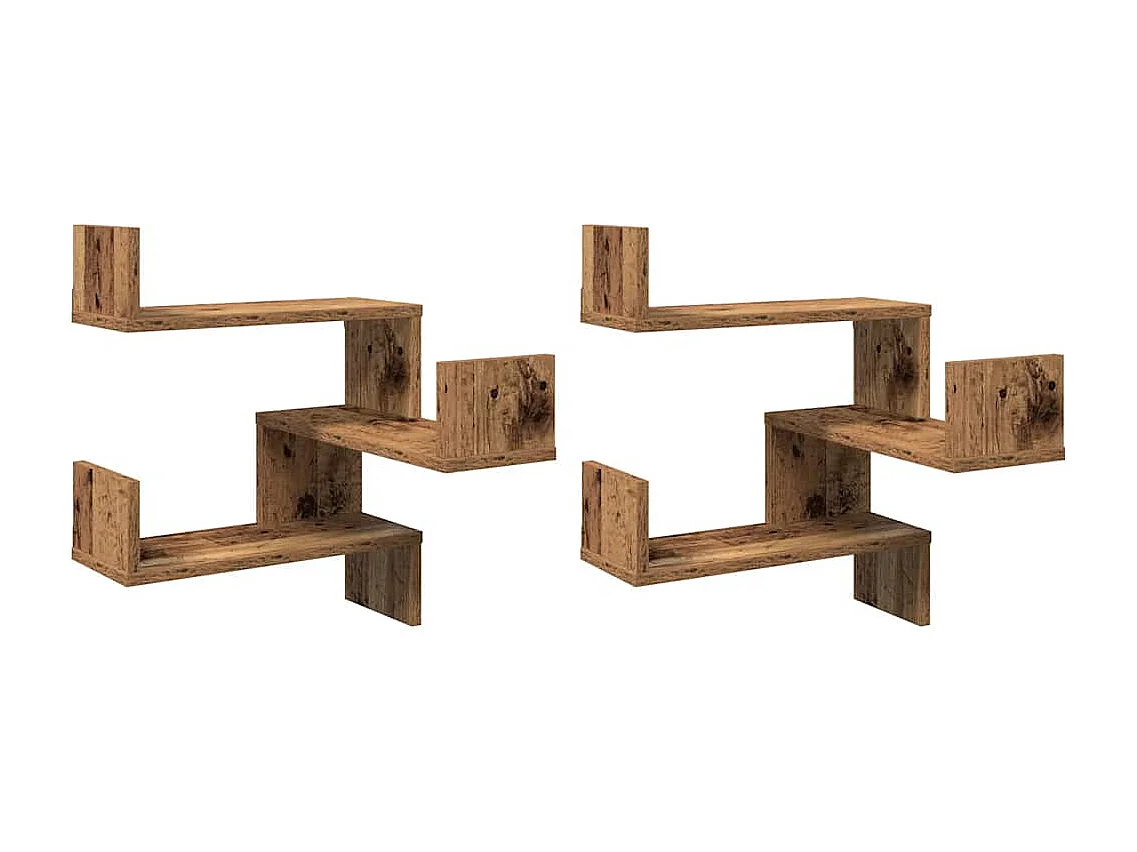 Étagères d'angle murales 2 pcs vieux bois 40x40x49,5 cm