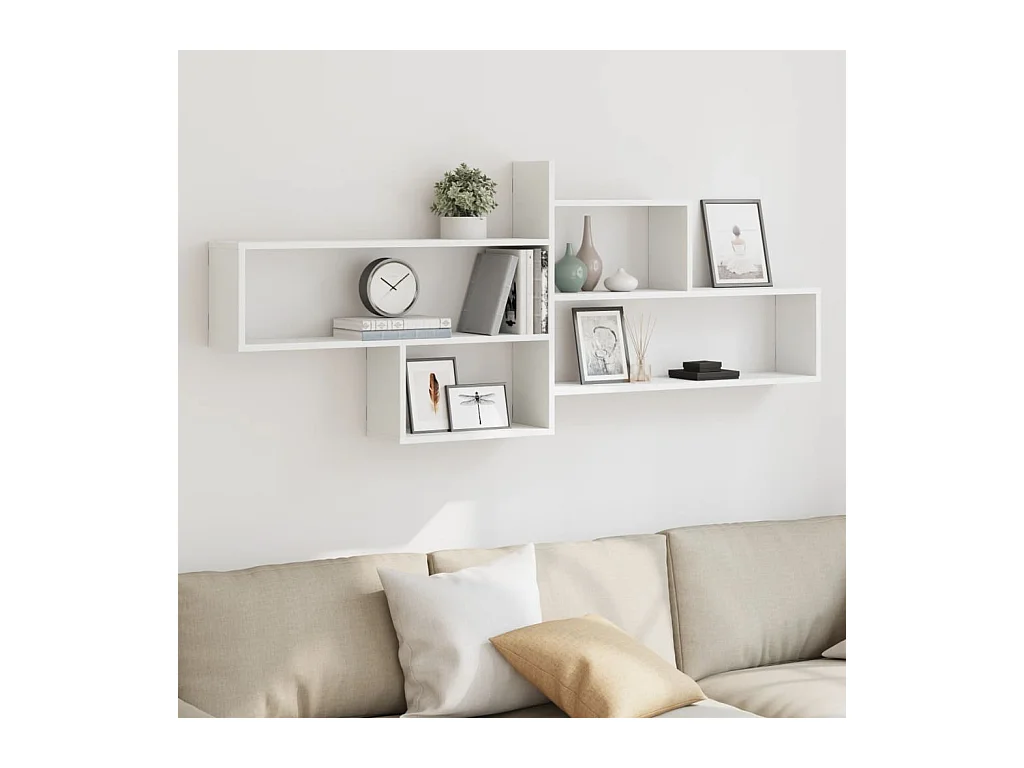 Witte wandplank 167,5x18x68 cm bewerkt hout