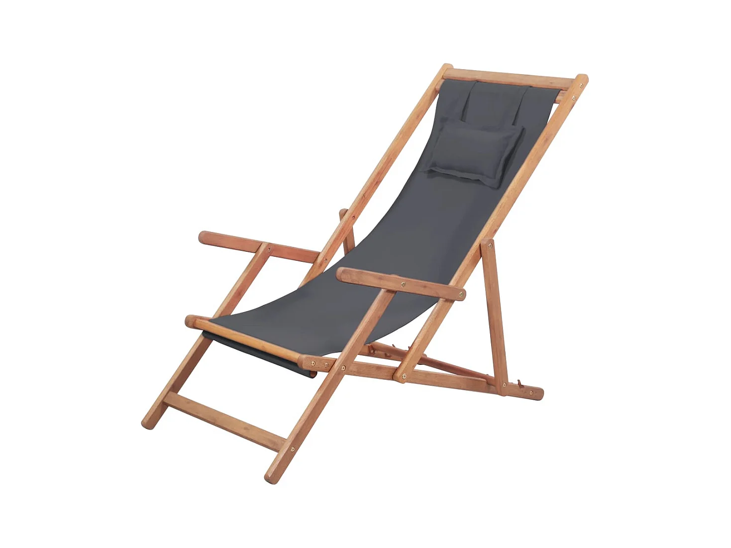 Sedia da spiaggia pieghevole Tessuto e struttura in legno Grigio