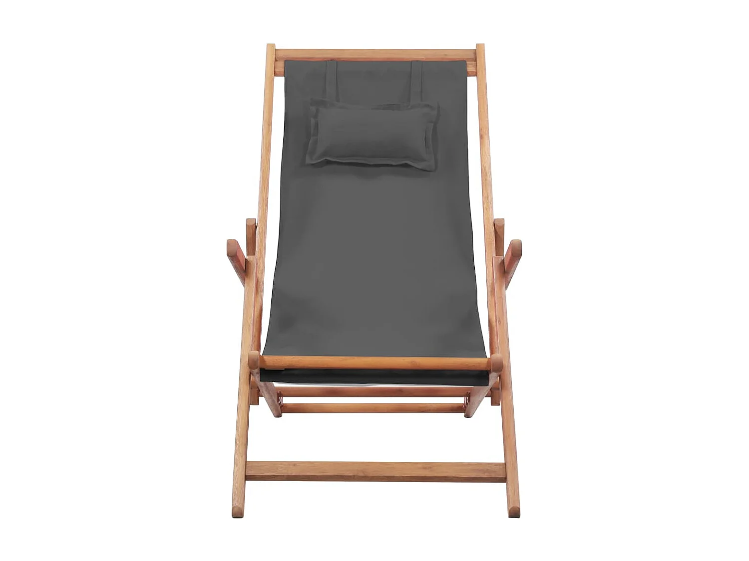 Chaise pliable de plage Tissu et cadre en bois Gris
