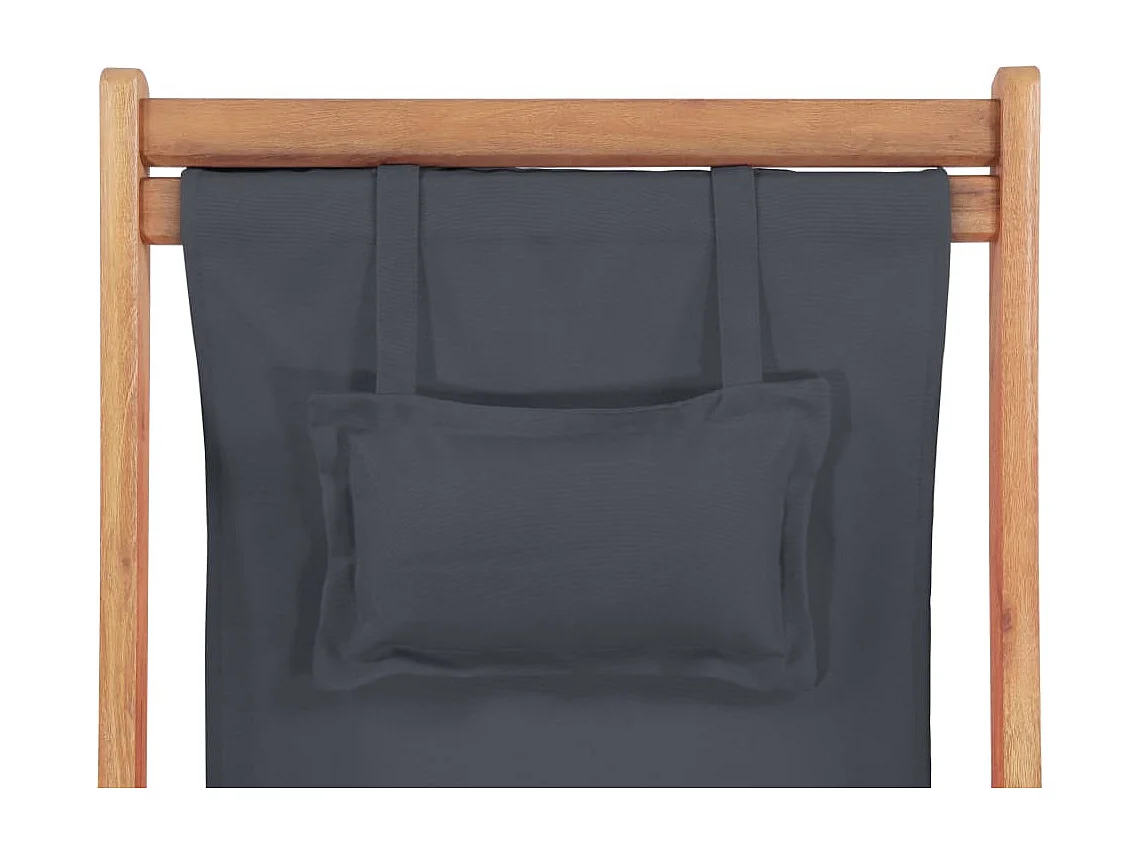 Chaise pliable de plage Tissu et cadre en bois Gris