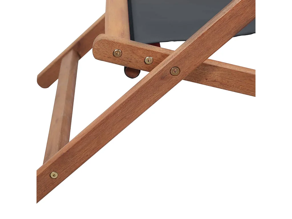 Chaise pliable de plage Tissu et cadre en bois Gris