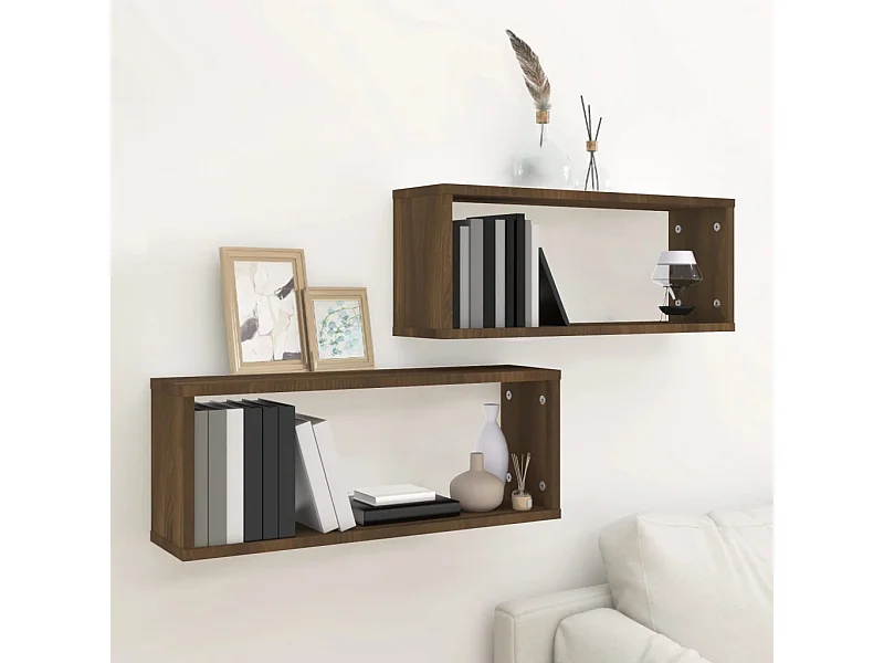 Étagères murales cube 2 pcs Chêne marron Bois d’ingénierie