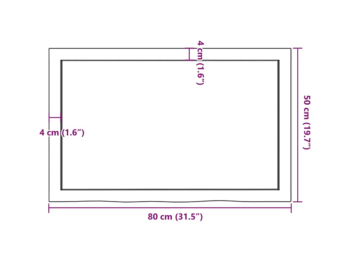Étagère murale 80x50x(2-4)cm bois de chêne massif non traité