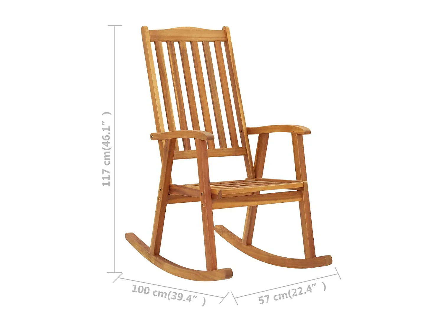 Chaise à bascule avec coussins Bois d'acacia massif