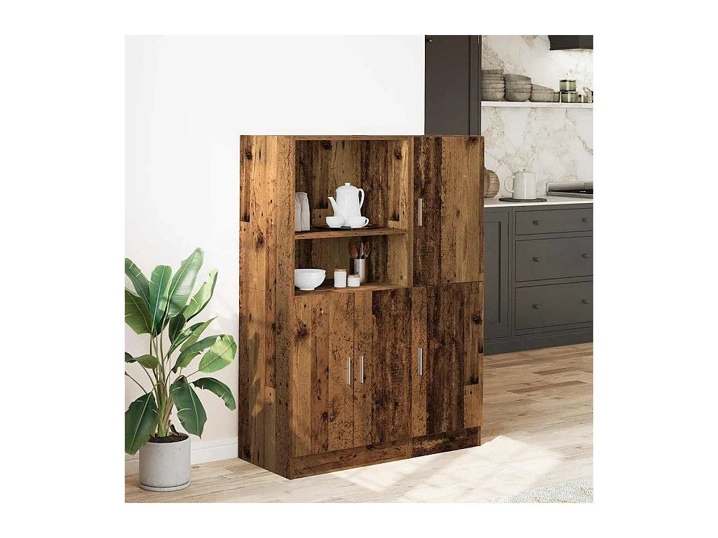 Ensemble d'armoires de cuisine 2 pcs vieux bois