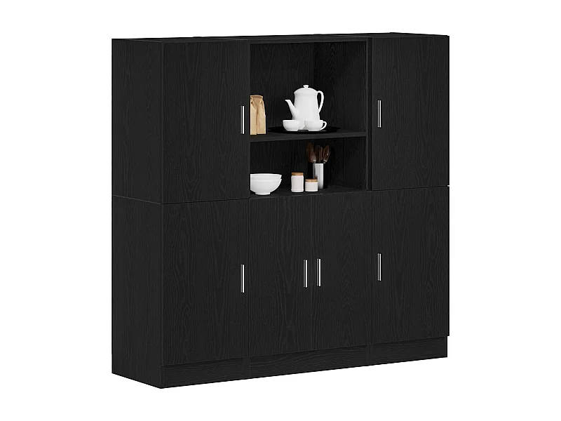 Ensemble d'armoires de cuisine 3 pcs noir bois d'ingénierie