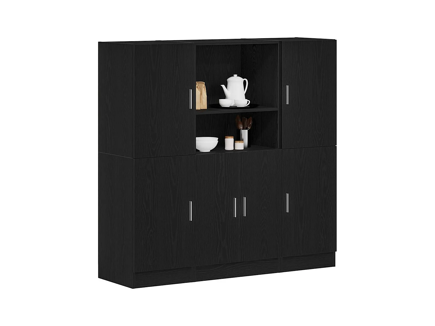 Set di 3 mobili da cucina in legno ingegnerizzato nero
