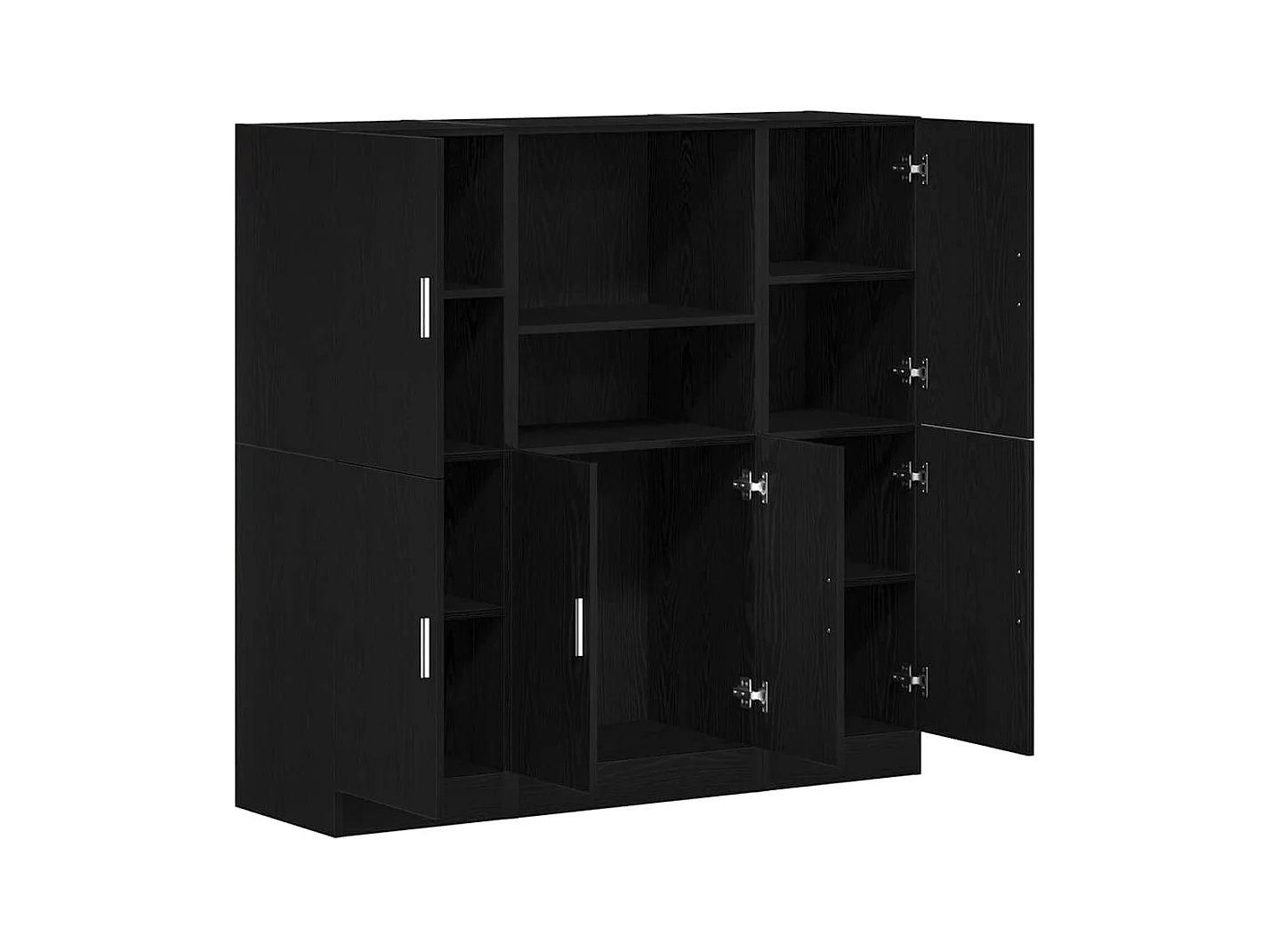 Set di 3 mobili da cucina in legno ingegnerizzato nero