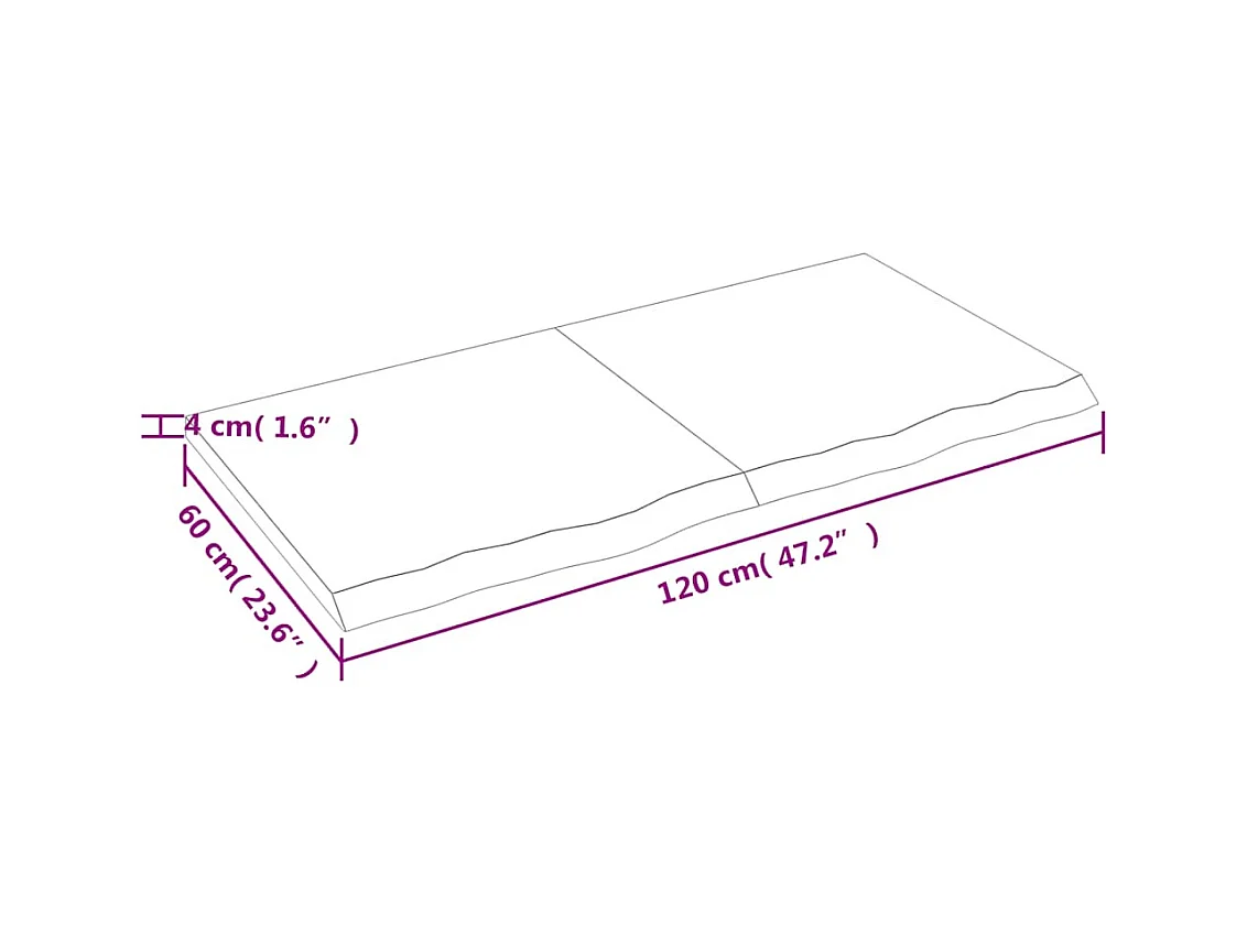 Mensola da parete marrone scuro in legno massello di rovere trattato