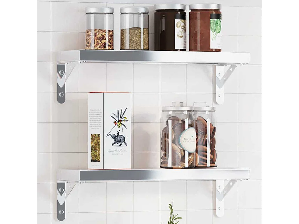 soportes para estantes de acero inoxidable plateado de 15 x 2,5 x 11,5 cm