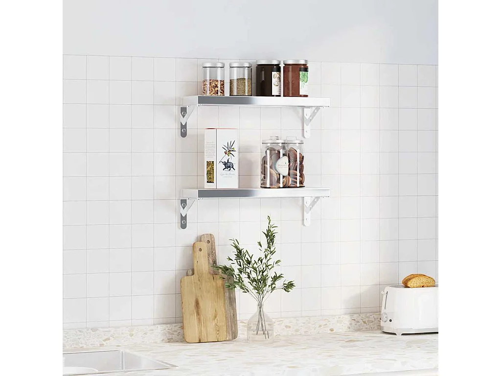 soportes para estantes de acero inoxidable plateado de 15 x 2,5 x 11,5 cm