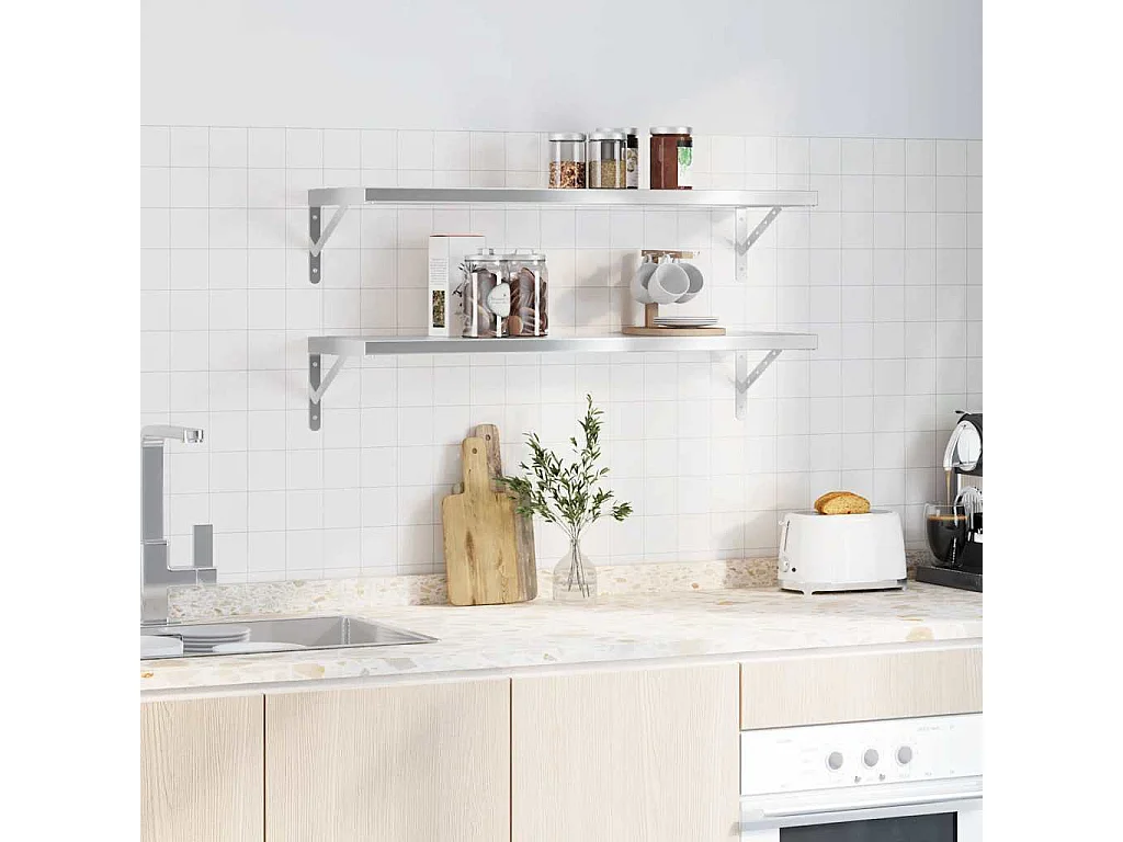 Étagères murales 2 pcs 100x30x3 cm argenté acier inoxydable