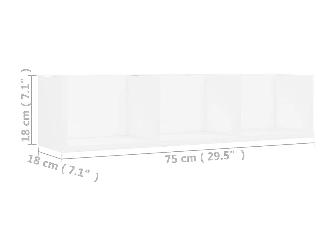 Étagère murale à CD Blanc 75x18x18 cm Bois d'ingénierie