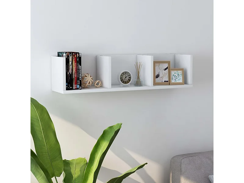 Étagère murale à CD Blanc 75x18x18 cm Bois d'ingénierie