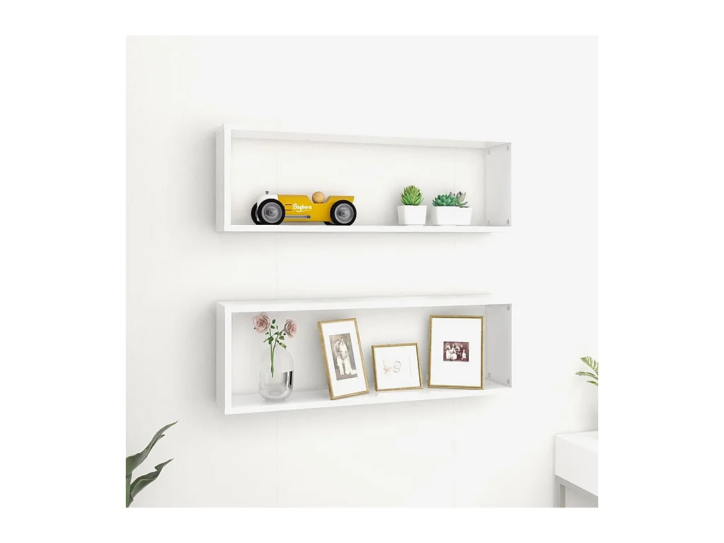 mensole a cubo bianche da parete 80x15x26,5 cm in legno ingegnerizzato