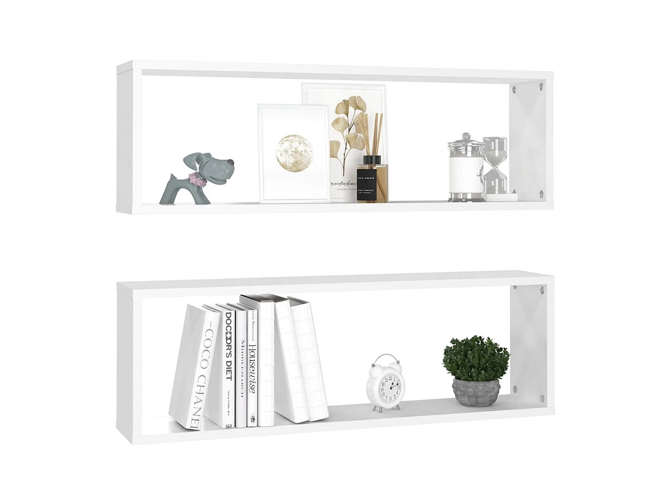 mensole a cubo bianche da parete 80x15x26,5 cm in legno ingegnerizzato