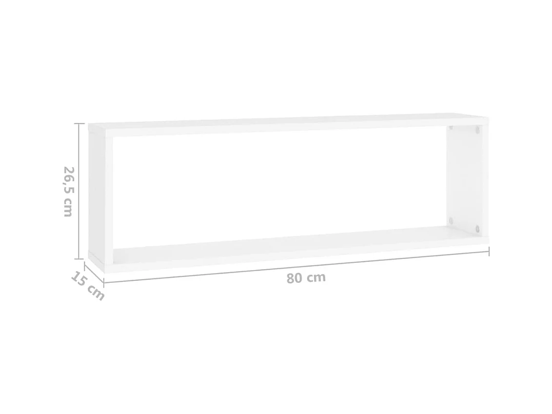 mensole a cubo bianche da parete 80x15x26,5 cm in legno ingegnerizzato