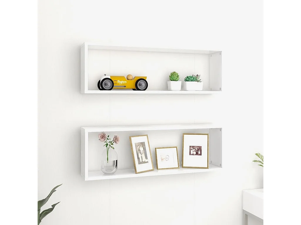 Étagères cube murales 2pcs Blanc 80x15x26,5cm bois d'ingénierie