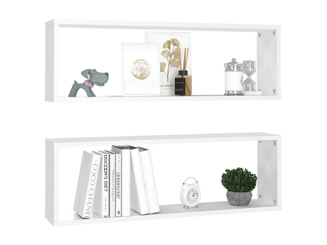 Étagères cube murales 2pcs Blanc 80x15x26,5cm bois d'ingénierie
