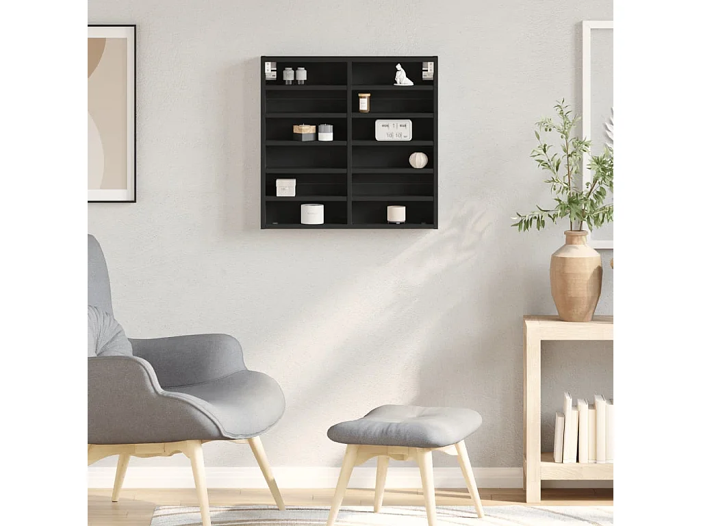 Armoire à vitrine noir 60x8,5x58 cm bois d'ingénierie