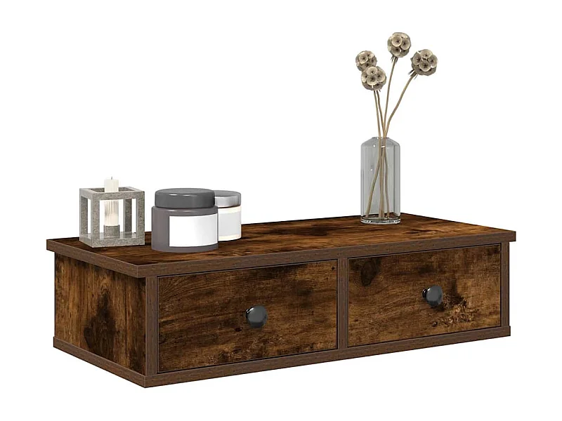 Étagère murale avec tiroirs chêne fumé bois d'ingénierie