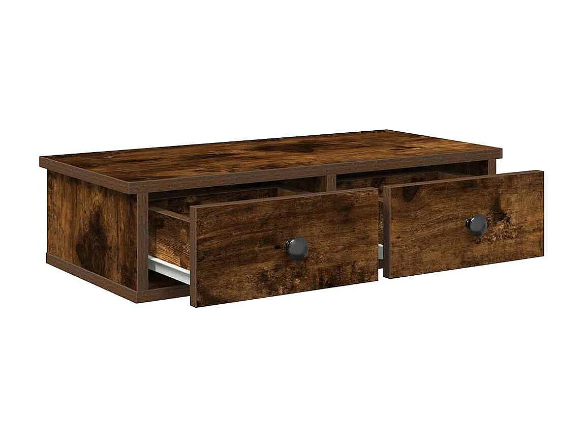 Étagère murale avec tiroirs chêne fumé bois d'ingénierie