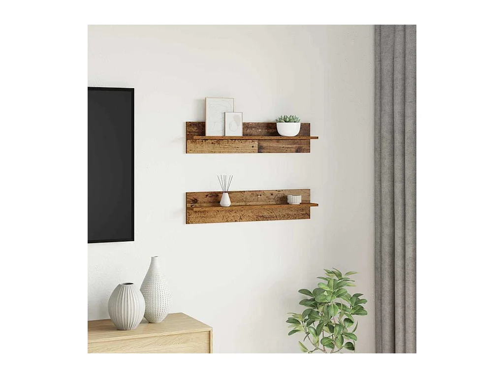Étagères Murales 2 pcs Bois ancien 80 x 11,5 x 18 cm