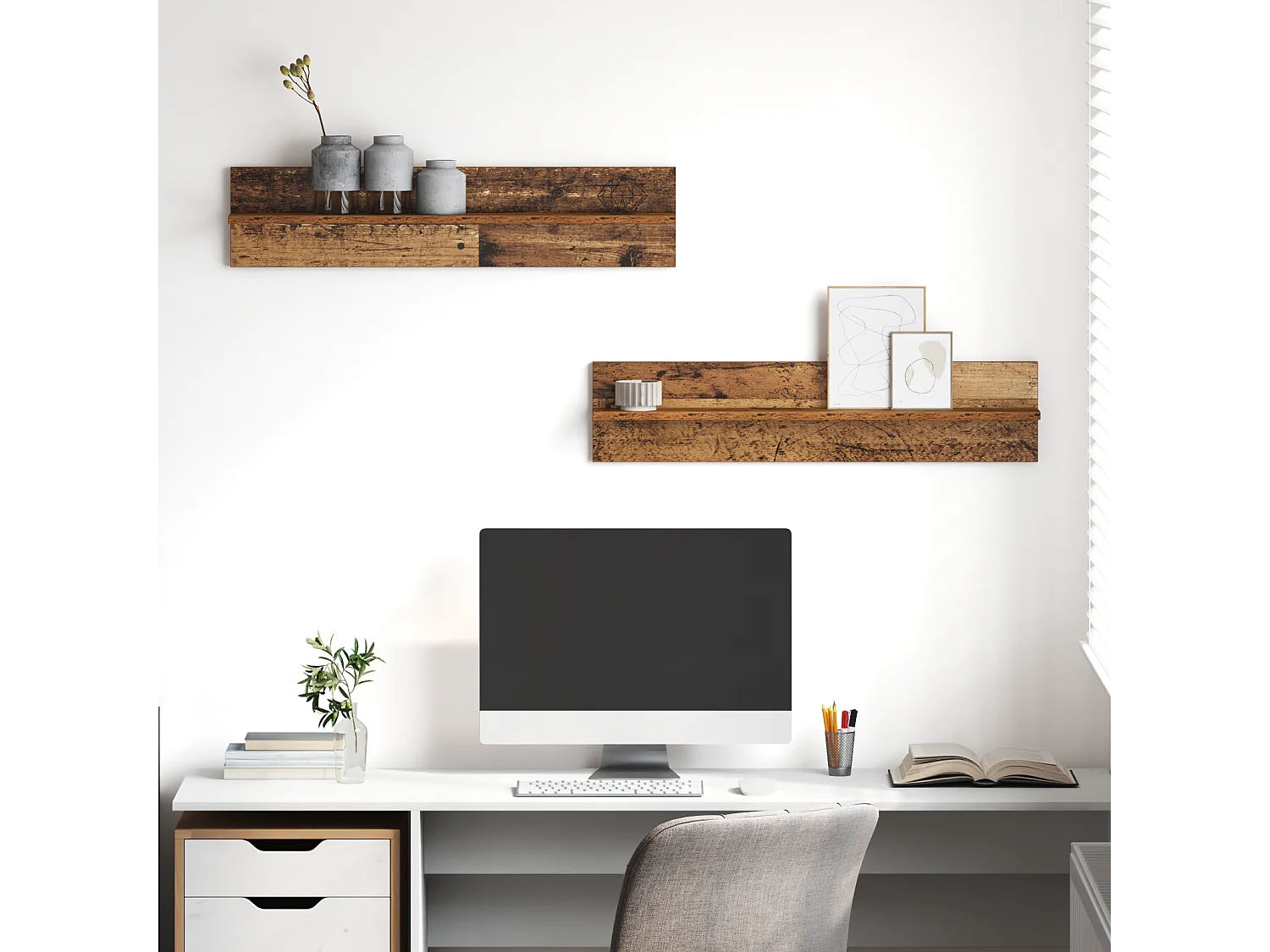 Étagères Murales 2 pcs Bois ancien 80 x 11,5 x 18 cm